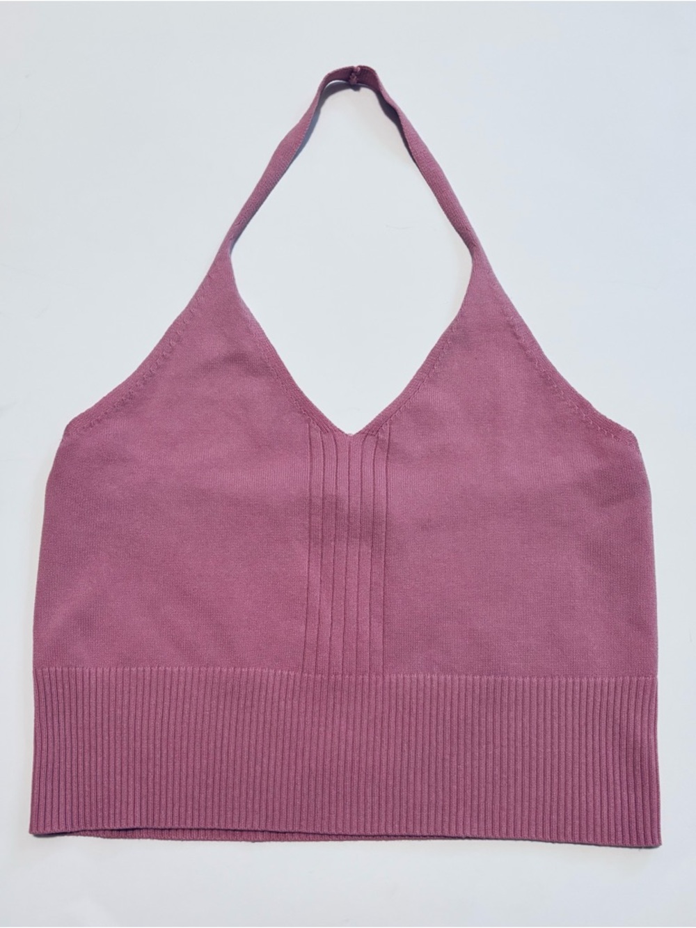 Sunday Stevens Mauve Knit Halter Crop Top